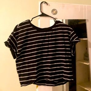 Divided Striped Crop Top